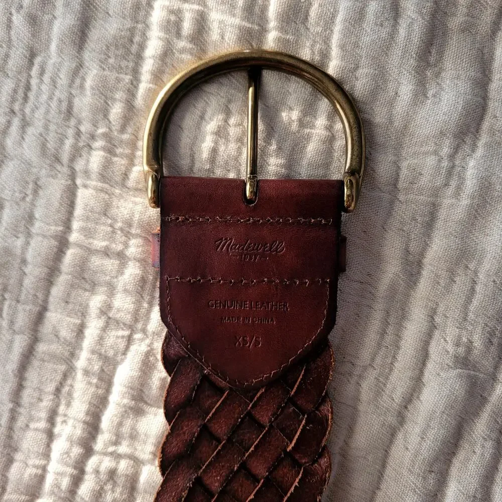 Madewell Wide Waist Braided Woven  Leather belt XS/S